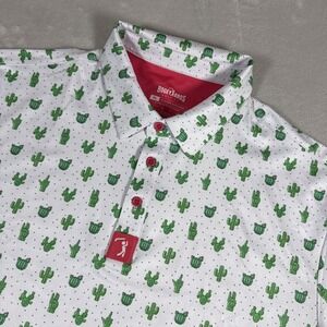 Bogey Bros Golf Polo Prick-ly Pear Cactus All Over Print Mens Size XL NWOT